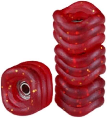 عجلات لوحة أصابع Shark Wheel - إصدار محدود، العجلات فقط (أحمر شفاف مع رقائق ذهبية) in Kuwait