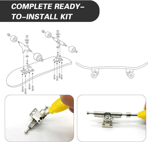 Pro Fingerboard Trucks 29mm & 32mm – Raw Metal Silver – Regular Kingpin with Install Tool & Hardware (29mm) in Saudi Arabia