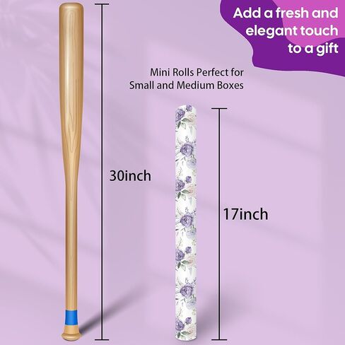VCOOHM Reversible Purple Floral Wrapping Paper Roll - 17 Inches x 9.8 Feet, Gift Wrap with Floral and Purple Design for Wedding, Birthday, Bridal Shower, Mother's Day in Saudi Arabia