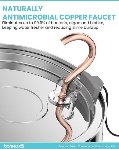 Tomxcute Cat Water Fountain - 4.0L/135oz Gooseneck Copper Faucet Design Cat Fountains for Drinking - Large Capacity Stainless Steel Cats Water Fountain - Comes with 3 Replacement Filters in Kuwait