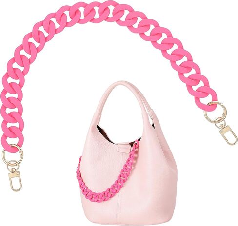 18 Inch Pink Purse Chain, Fashionable Handbag Chain Straps Acrylic Purse Chain Strap Decorative Cute Flat Straps Replacement Chains with Buckles for Handbag Purse Shoulder Bag in Saudi Arabia