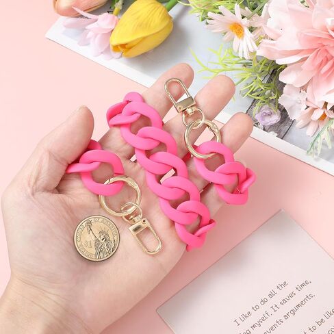 18 Inch Pink Purse Chain, Fashionable Handbag Chain Straps Acrylic Purse Chain Strap Decorative Cute Flat Straps Replacement Chains with Buckles for Handbag Purse Shoulder Bag in Saudi Arabia