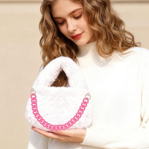 18 Inch Pink Purse Chain, Fashionable Handbag Chain Straps Acrylic Purse Chain Strap Decorative Cute Flat Straps Replacement Chains with Buckles for Handbag Purse Shoulder Bag in Saudi Arabia