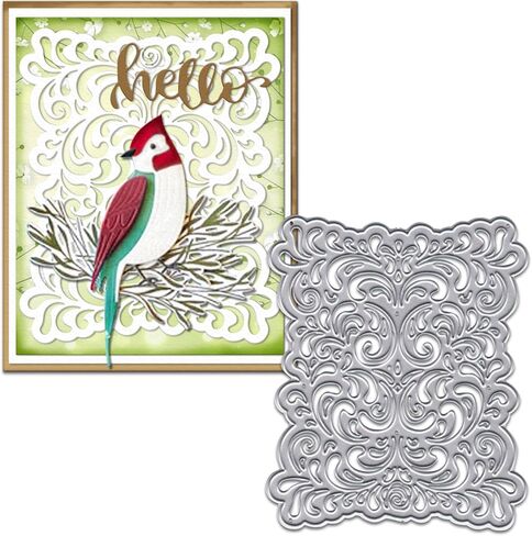 Lace Frame Metal Cutting Dies for Card Making, Rectangle Flower Frame Die Cuts Carbon Steel Embossing Stencil Template Cutting Tools for DIY Scrapbooking Paper Card Photo Album Craft Supplies in Saudi Arabia