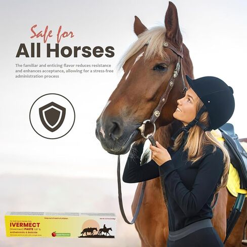 Ivermectin Horse Paste 1.87% | Apple Flavored - 6.08g Paste of Horses for Equine Use Only - Treats Up to 1250 LB - (Pack of 3) in Kuwait
