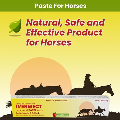 Ivermectin Horse Paste 1.87% | Apple Flavored - 6.08g Paste of Horses for Equine Use Only - Treats Up to 1250 LB - (Pack of 3) in Kuwait