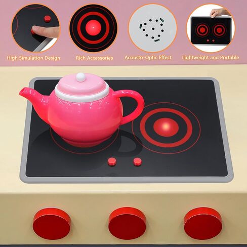 Totority Kids Play Kitchen Appliance Realistic Induction Stove Toy with Sound & Light Effects Pretend Play Kitchen Accessories for Toddler in Kuwait