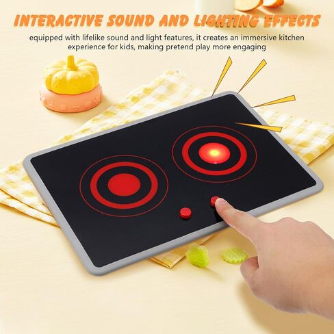Totority Kids Play Kitchen Appliance Realistic Induction Stove Toy with Sound & Light Effects Pretend Play Kitchen Accessories for Toddler in Kuwait