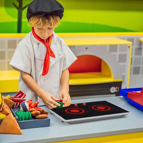 Totority Kids Play Kitchen Appliance Realistic Induction Stove Toy with Sound & Light Effects Pretend Play Kitchen Accessories for Toddler in Kuwait