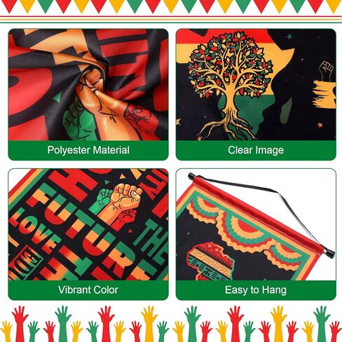 Harloon 4 Pcs Black History Month Banner Inspirational Door Porch Sign Decorations Black History Backdrop African American Classroom Decor for Wall Indoor Outdoor Black History Month Party Supplies in Saudi Arabia