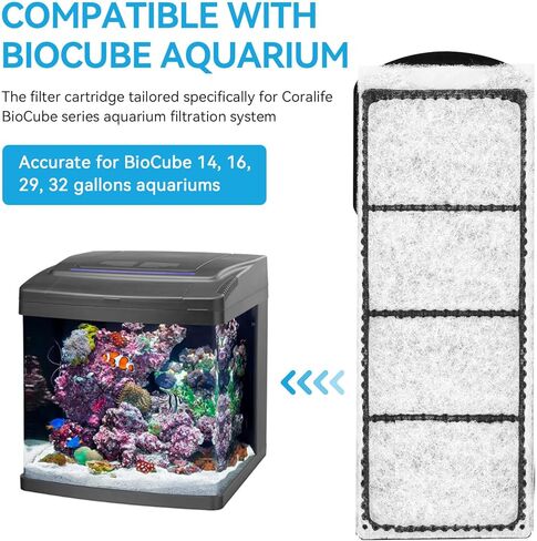 6 Pack Aquarium Fish Tank Water Filter Cartridge Compatible with Coralife BioCube, Replacement Filter Cartridge for Biocube 14 16 29 32 Gallon Aquarium in Saudi Arabia