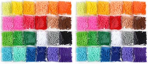 Caydo 2400 Pieces 1cm Pom Poms, Multicolor Small Pompom Balls with 100 Pieces Wiggly Eyes for Kids Arts and Crafts Projects Decorations in Kuwait