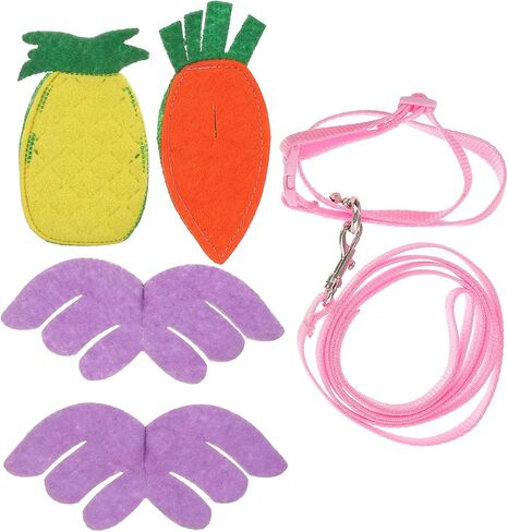 VANZACK Small Pet Harness Leash Set 5pcs Replaceable Rabbit Squirrel Walking Rope with Decorative Accessories for Outdoor Small Animals Random Color in Saudi Arabia