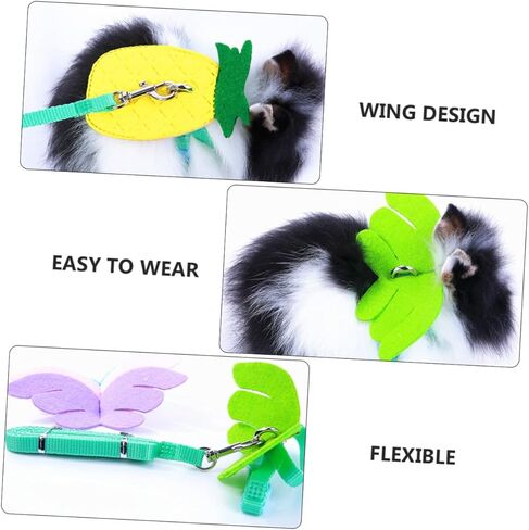 VANZACK Small Pet Harness Leash Set 5pcs Replaceable Rabbit Squirrel Walking Rope with Decorative Accessories for Outdoor Small Animals Random Color in Saudi Arabia