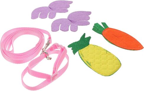 Small Pet Chest Strap Leash Set 5 Pieces, Replaceable Rabbit Harness Leash for Squirrel and Guinea Pig, Fashionable Pet Walking Rope Decorative Accessories for Small Animals in Saudi Arabia