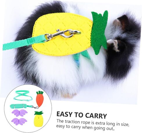 Small Pet Chest Strap Leash Set 5 Pieces, Replaceable Rabbit Harness Leash for Squirrel and Guinea Pig, Fashionable Pet Walking Rope Decorative Accessories for Small Animals in Saudi Arabia