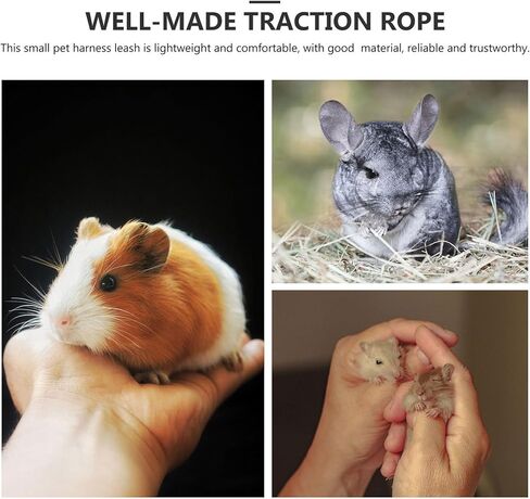 Small Pet Chest Strap Leash Set 5 Pieces, Replaceable Rabbit Harness Leash for Squirrel and Guinea Pig, Fashionable Pet Walking Rope Decorative Accessories for Small Animals in Saudi Arabia