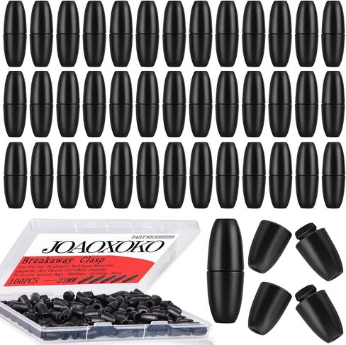 100PCS Breakaway Clasps for Jewelry Making - 25mm Safety Lanyard Clasps, Black Plastic Bead Connectors for Necklace, Bracelet, Keychain,Hangers,Lanyards (Black) in Saudi Arabia