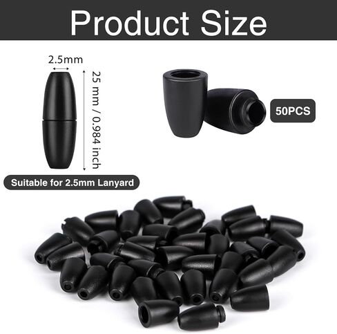 100PCS Breakaway Clasps for Jewelry Making - 25mm Safety Lanyard Clasps, Black Plastic Bead Connectors for Necklace, Bracelet, Keychain,Hangers,Lanyards (Black) in Saudi Arabia