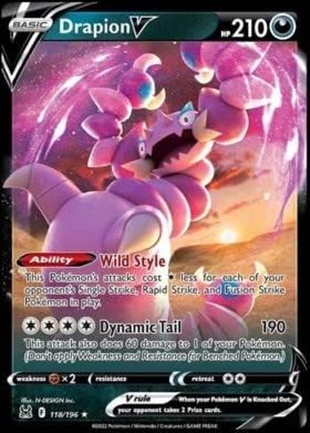 Pokemon - Drapion V - 118/196 - Lost Origin - Ultra Rare Card in Saudi Arabia