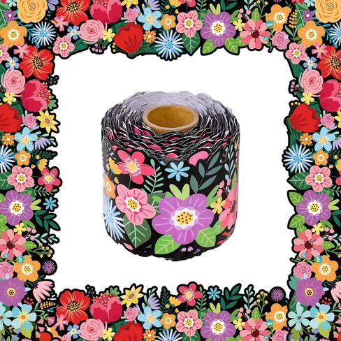 65.6 Ft Back to School Floral Bulletin Board Border Colorful Cartoon Flower Die Cut Trim Wildflower Border Sticker Roll for Home Classroom Spring Party Wall Decoration in Saudi Arabia