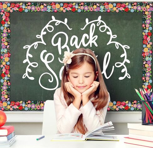 65.6 Ft Back to School Floral Bulletin Board Border Colorful Cartoon Flower Die Cut Trim Wildflower Border Sticker Roll for Home Classroom Spring Party Wall Decoration in Saudi Arabia