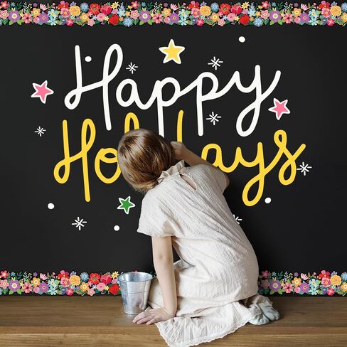 65.6 Ft Back to School Floral Bulletin Board Border Colorful Cartoon Flower Die Cut Trim Wildflower Border Sticker Roll for Home Classroom Spring Party Wall Decoration in Saudi Arabia
