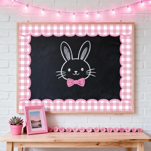 65 Feet Valentine's Day Bulletin Board Borders Rolled Border Scalloped Border Heart Plaid Rose Pink Bulletin Board Stickers for Decoration Party Home Office in Saudi Arabia