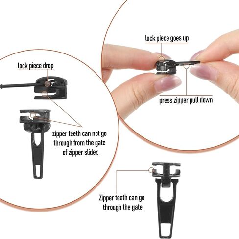 cobee 48 Pcs Zipper Repair Kit Zipper Pull Replacement, Metal Sliders with Pulls Zippers Fix Repair, Replacement Zip Bottom/Top Stop Zippers for DIY, Jacket or Coat in Saudi Arabia