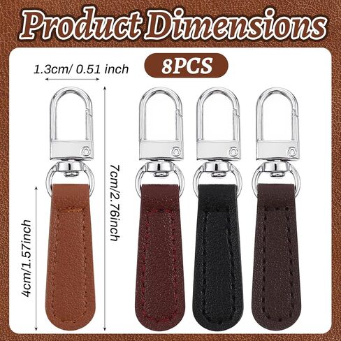 8 Pcs Zipper Pull Replacement Leather Decorative Handle Detachable Zipper Repair Tab for Luggage, Backpacks, Suitcases, Jackets, Purses, Handbags in Saudi Arabia