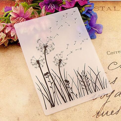 3pcs Dandelions Flowers Background Pattern Plastic Embossing Folder, 3D Textured Impressions Dandelion Embossing Folder Template for Card Making Scrapbooking Paper Craft Album Stamps DIY Décor in Saudi Arabia