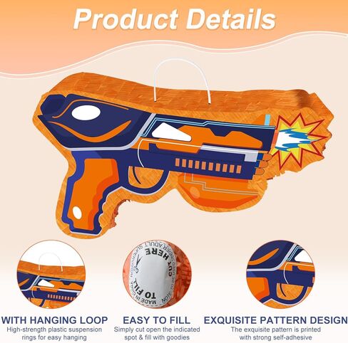 8.86'' x 14.6'' Dart Piñata for Dart War Party Decorations, Gun Piñata Dart Theme Piñata for Dart Battle Birthday Party Supplies in Saudi Arabia