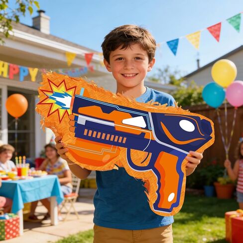 8.86'' x 14.6'' Dart Piñata for Dart War Party Decorations, Gun Piñata Dart Theme Piñata for Dart Battle Birthday Party Supplies in Saudi Arabia