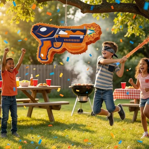 8.86'' x 14.6'' Dart Piñata for Dart War Party Decorations, Gun Piñata Dart Theme Piñata for Dart Battle Birthday Party Supplies in Saudi Arabia