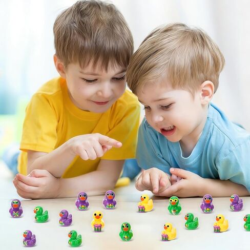 40 Pcs Mardi Gras Resin Ducks, Tiny Yellow Green Purple Duck Toy Figures, Mini Ducky Bulk Toys for Mardi Gras Carnival Party Favors, Masquerade, Baby Shower, Cake Decoration, 5 Styles in Saudi Arabia