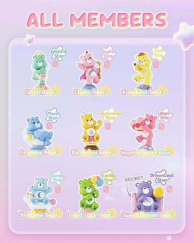MINISO Care Bears Healing Planet Series صندوق أعمى من الفينيل الناعم لعبة تماثيل حيوانات غامضة لطيفة، نموذج هدية مفاجئة قابلة للجمع، تصميم عشوائي لهدايا عيد ميلاد ديكور المنزل، صندوق واحد in Saudi Arabia