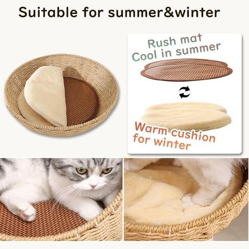 Modern Cat Tree for Large Cat, 56.7-Inch Tall Cat Tower with Scratching Post for Indoor Cats, Multi-Level Cat Condo with Hand-Woven Cat Bed and Hammock Acrylic Bowl (Particleboard 56.7in) in Saudi Arabia