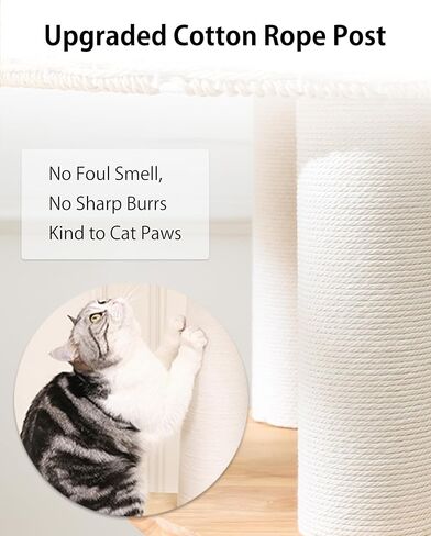 Modern Cat Tree for Large Cat, 56.7-Inch Tall Cat Tower with Scratching Post for Indoor Cats, Multi-Level Cat Condo with Hand-Woven Cat Bed and Hammock Acrylic Bowl (Particleboard 56.7in) in Saudi Arabia
