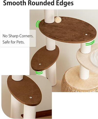 Modern Cat Tree for Large Cat, 56.7-Inch Tall Cat Tower with Scratching Post for Indoor Cats, Multi-Level Cat Condo with Hand-Woven Cat Bed and Hammock Acrylic Bowl (Particleboard 56.7in) in Saudi Arabia