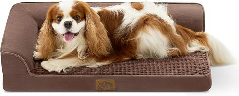 Orthopedic Dog Bed for Large Size Dog, XL Dogs Crate Bed, L Shaped Foam Anti-Slip Bottom Pet Cat Sofa with Washable Removable Cover, Suitable for Pet Up to 100 lbs, 42x30x7.5 inch, Grey in Saudi Arabia