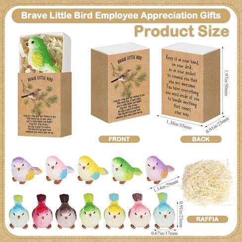 Yookeer 24 Sets Pocket Hugs Gift Bulk Emotional Resin Bird Positive Resin Animal Bird with Cheer Card Box Inspirational Office Gifts for Friends Coworkers Women Teacher Staff in Saudi Arabia