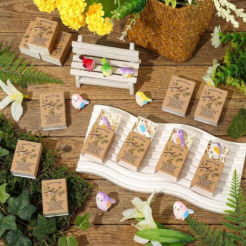 Yookeer 24 Sets Pocket Hugs Gift Bulk Emotional Resin Bird Positive Resin Animal Bird with Cheer Card Box Inspirational Office Gifts for Friends Coworkers Women Teacher Staff in Saudi Arabia