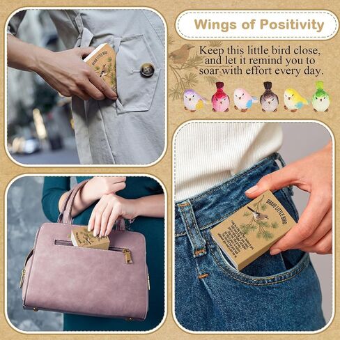 Yookeer 24 Sets Pocket Hugs Gift Bulk Emotional Resin Bird Positive Resin Animal Bird with Cheer Card Box Inspirational Office Gifts for Friends Coworkers Women Teacher Staff in Saudi Arabia