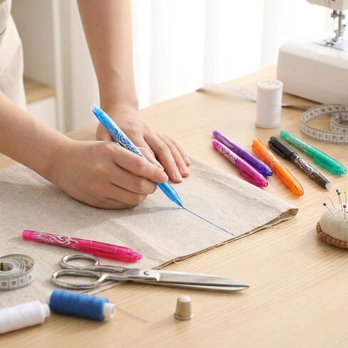 8 قطع من أقلام cobee القابلة للمسح بالحرارة للنسيج، أقلام تحديد النسيج 0.5 مم مع المطاط في النهاية بدون خطوط شبح علامات الأقمشة لخياطة اللحف والتطريز DIY in Kuwait