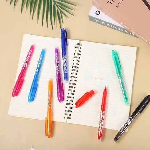 8 قطع من أقلام cobee القابلة للمسح بالحرارة للنسيج، أقلام تحديد النسيج 0.5 مم مع المطاط في النهاية بدون خطوط شبح علامات الأقمشة لخياطة اللحف والتطريز DIY in Kuwait