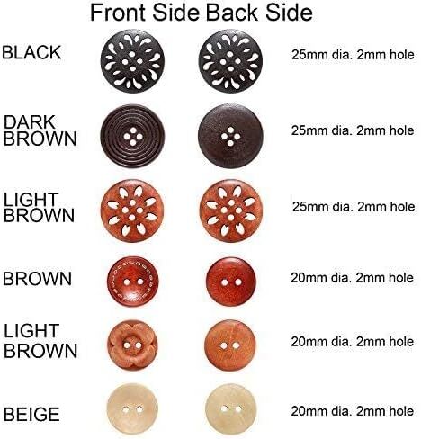 Assorted Round Wood Wooden Buttons Handmade Button Black Brown Beige 4 Hole Mixed Sewing Art DIY Craft Supplies Kits with Box 118pcs in Saudi Arabia