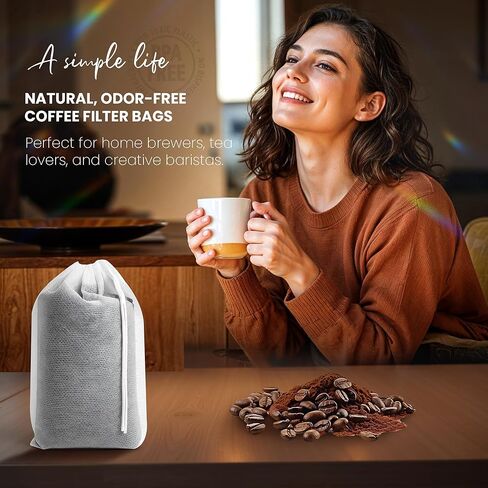 Cold Brew Bags, 120 Count Brew Coffee Filter Bags, 4 * 6 Inch Fine Mesh Drawstring Pouches, Fits Mason Jars & French Press, Ideal for Tea, Herbs & Spices in Kuwait