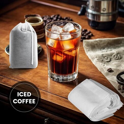Cold Brew Bags, 120 Count Brew Coffee Filter Bags, 4 * 6 Inch Fine Mesh Drawstring Pouches, Fits Mason Jars & French Press, Ideal for Tea, Herbs & Spices in Kuwait