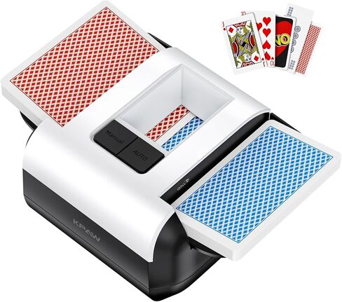 Card Shuffler 2 Deck, Rechargeable Automatic Card Shuffler with Dual Modes, Low Noise Portable Shuffler-Compatible with Poker, UNO, Bridge, Texas, Phase 10, Card Games for Family in Kuwait
