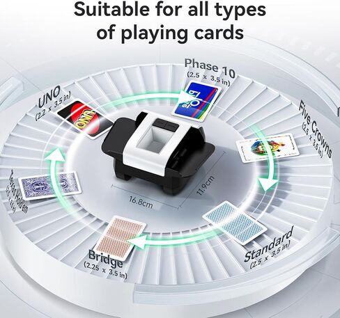Card Shuffler 2 Deck, Rechargeable Automatic Card Shuffler with Dual Modes, Low Noise Portable Shuffler-Compatible with Poker, UNO, Bridge, Texas, Phase 10, Card Games for Family in Kuwait